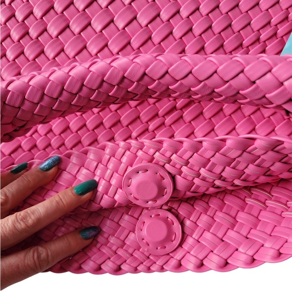 JINMANXUE Vegan Leather Hand-Woven Shoulder Handbag with Matching Cosmetic Case - Picture 5 of 10